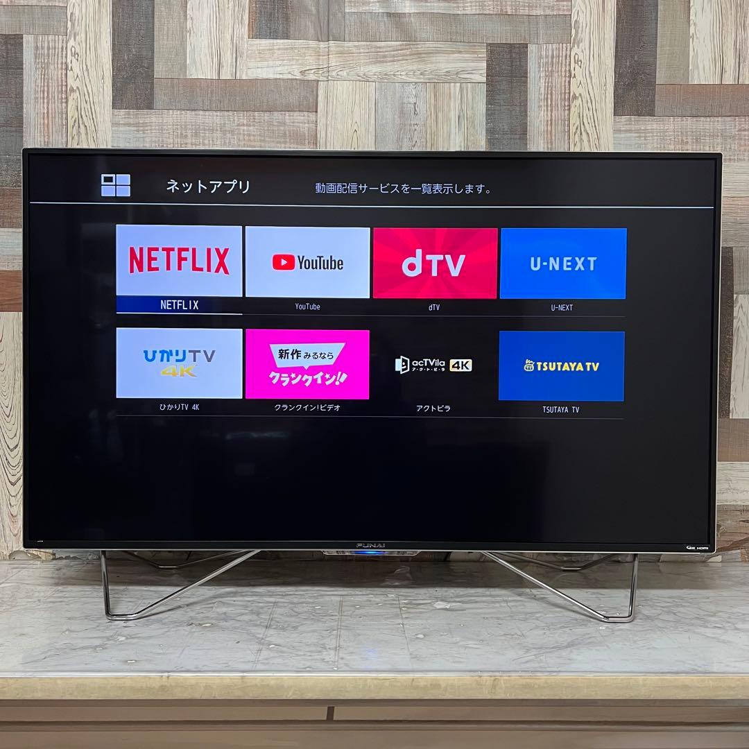 全国送料込❣️フナイ49型4K 大容量3TBHDD内蔵YouTube.ネトフリ