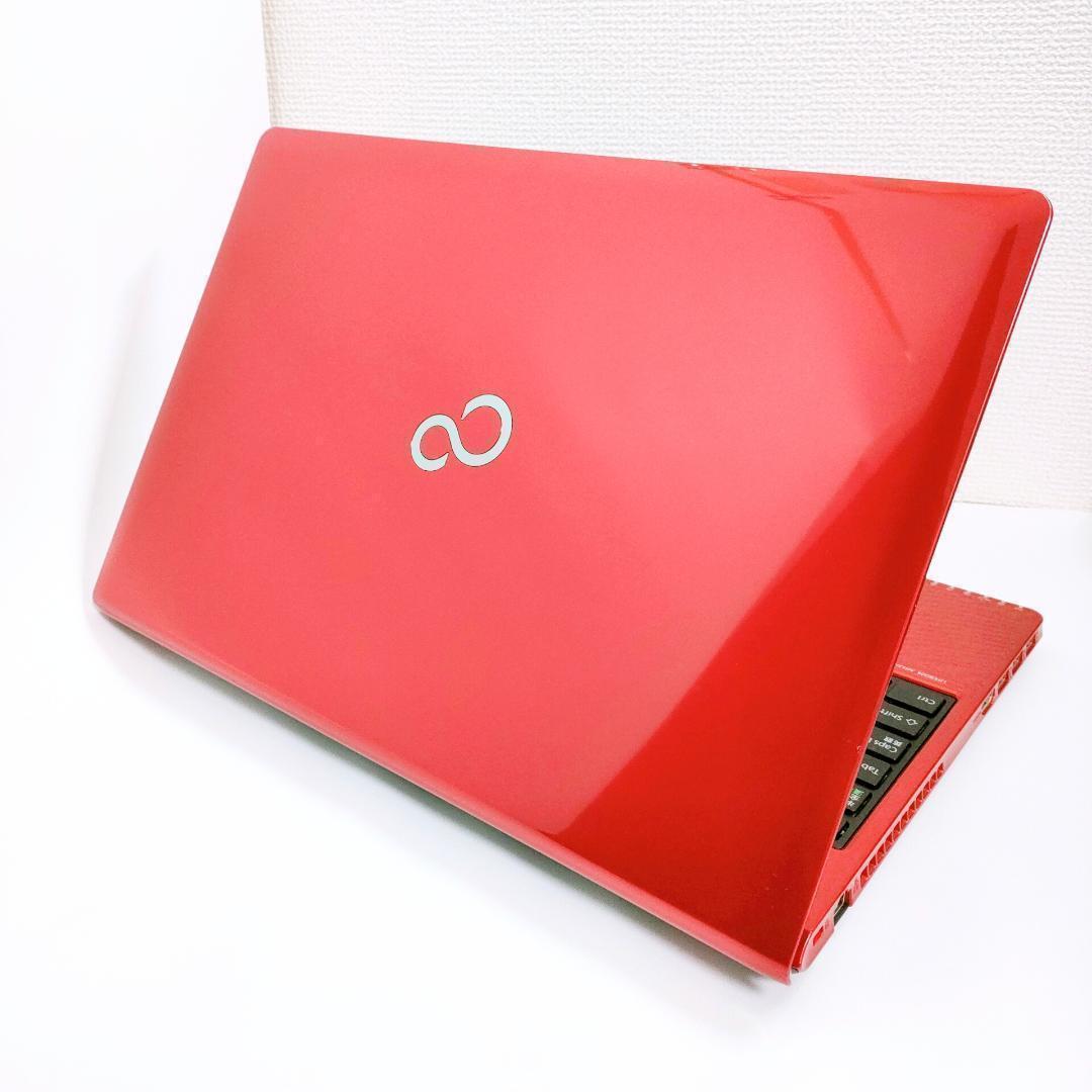 Corei7✨️Windows11/SSD/富士通/カメラ付き赤ノートパソコン