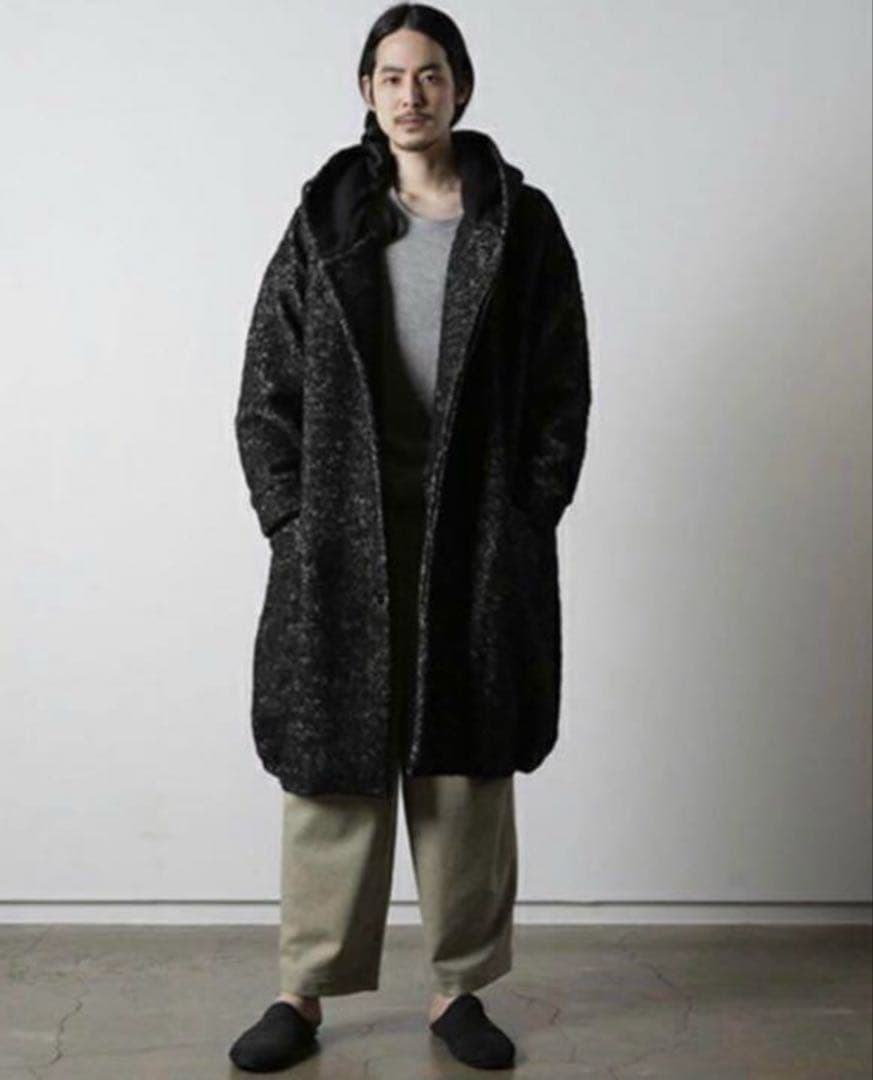 美品★ドゥルカマラ ヘリンボーン フード コート ドロップショルダー サイズ0