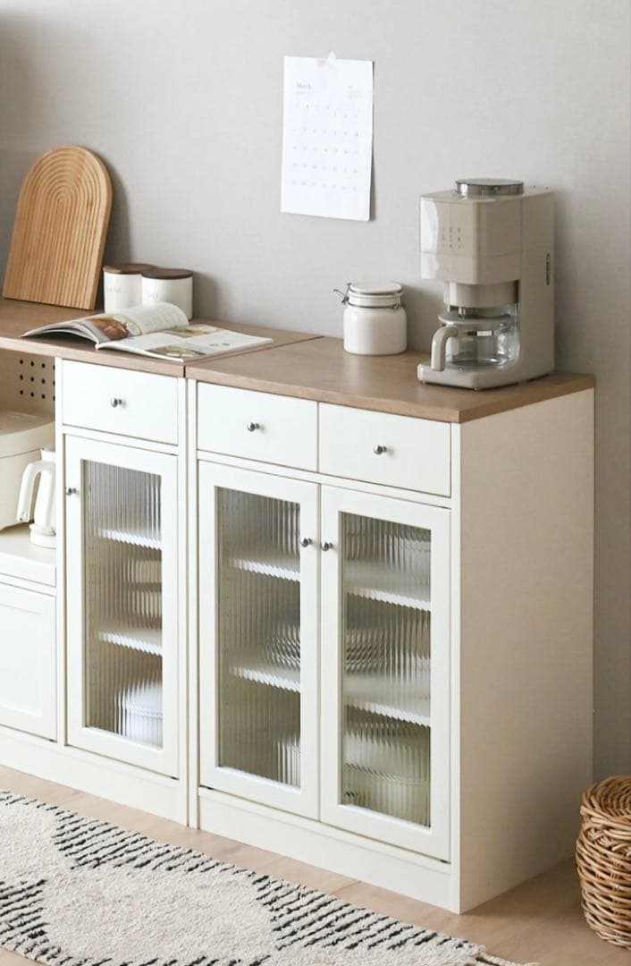 新品未開封 食器棚 幅58 奥行き39.8 高さ82cm ホワイト