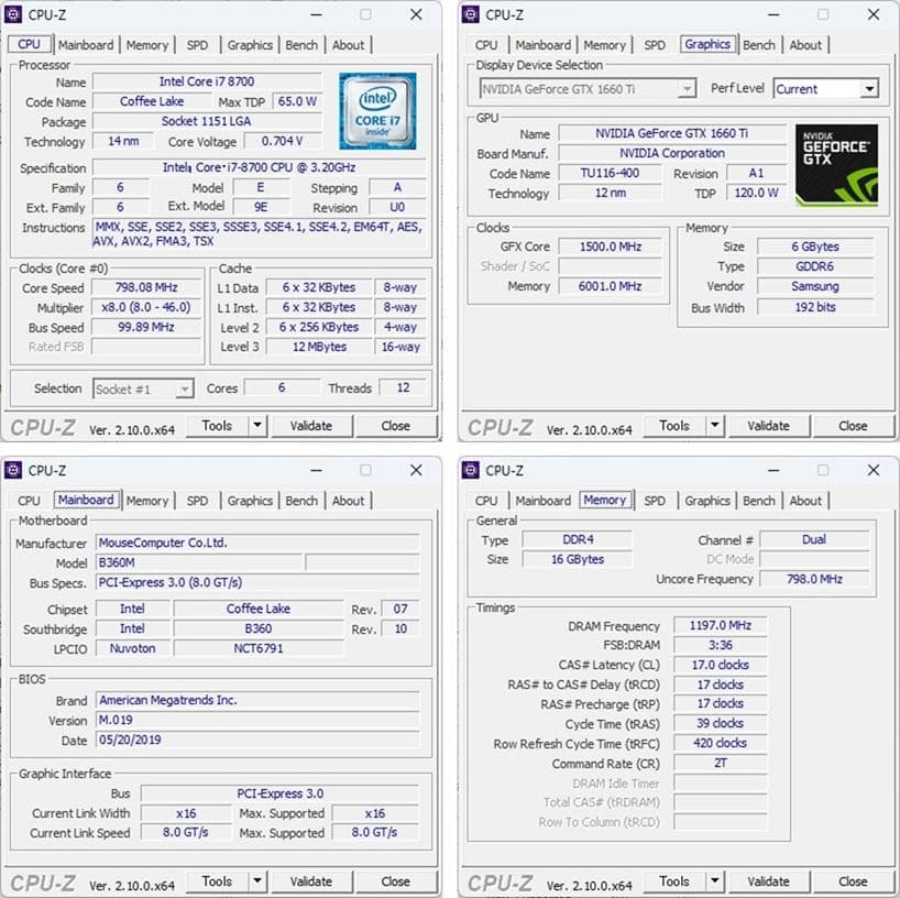 ゲーミングPC/i7 8700/GTX1660Ti/16G/SSD512G/水冷