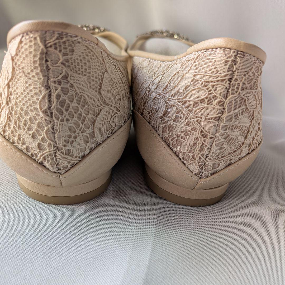 美品　PIPPICHIC ビジュー レース フラットシューズ