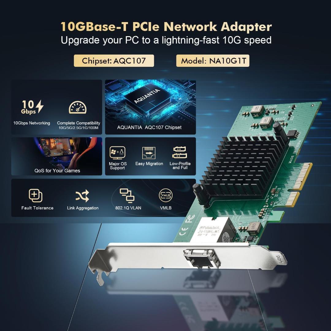 10G イーサネット PCIe ネットワークアダプタMarvell AQC107
