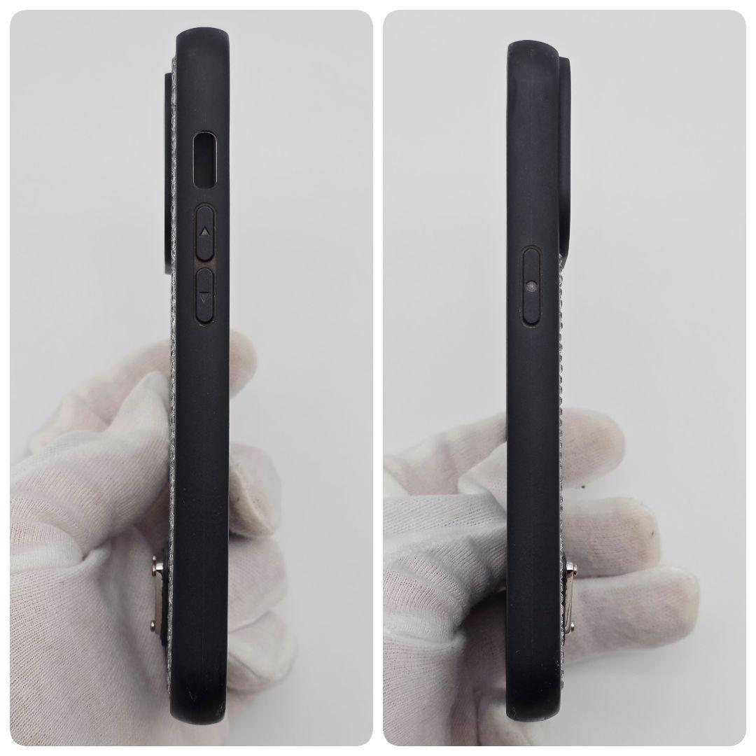 PRADA iphone14pro ケース ラインストーン クリスタル 三角ロゴ