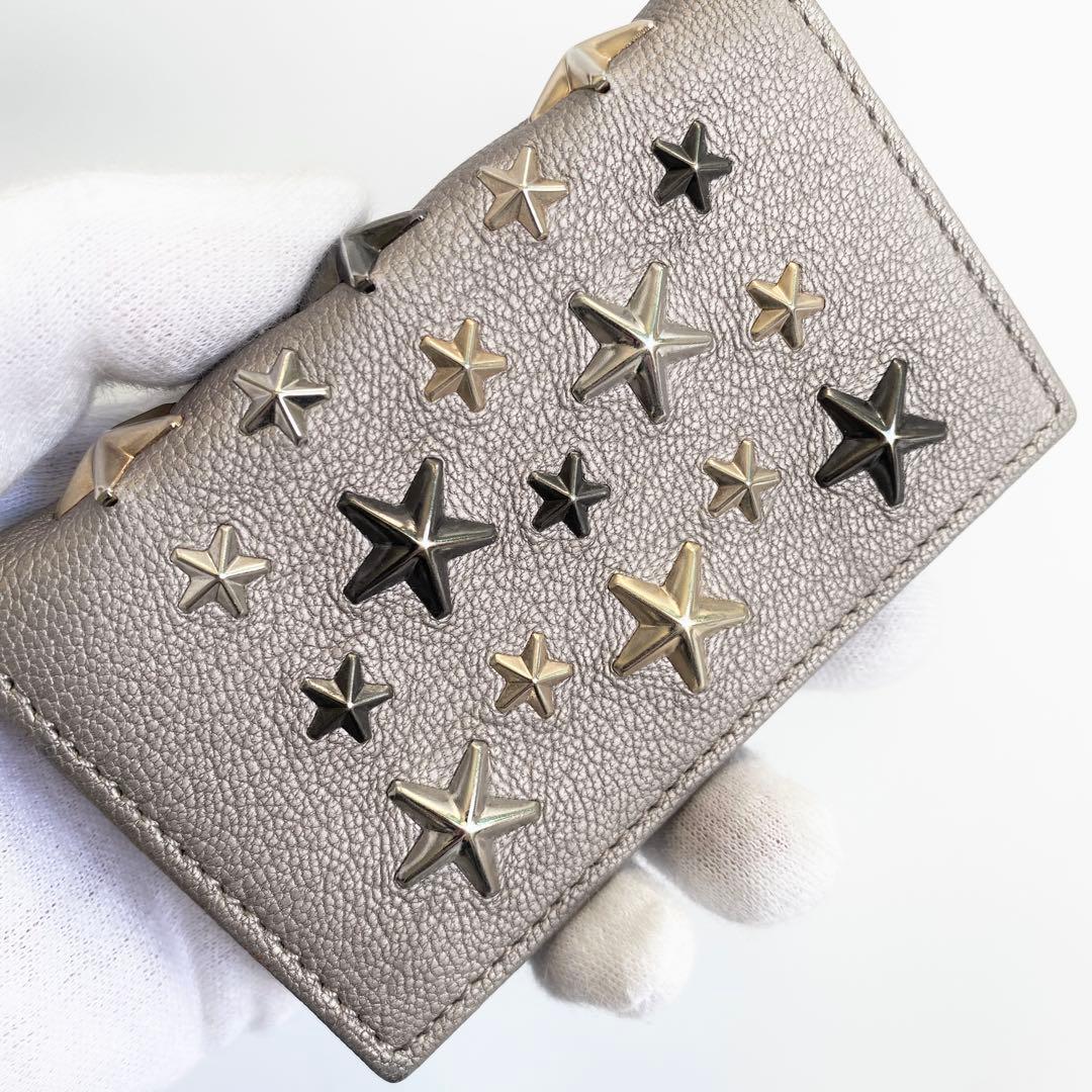 JIMMY CHOO 名刺入れ カードケース NELLO ライトカーキ