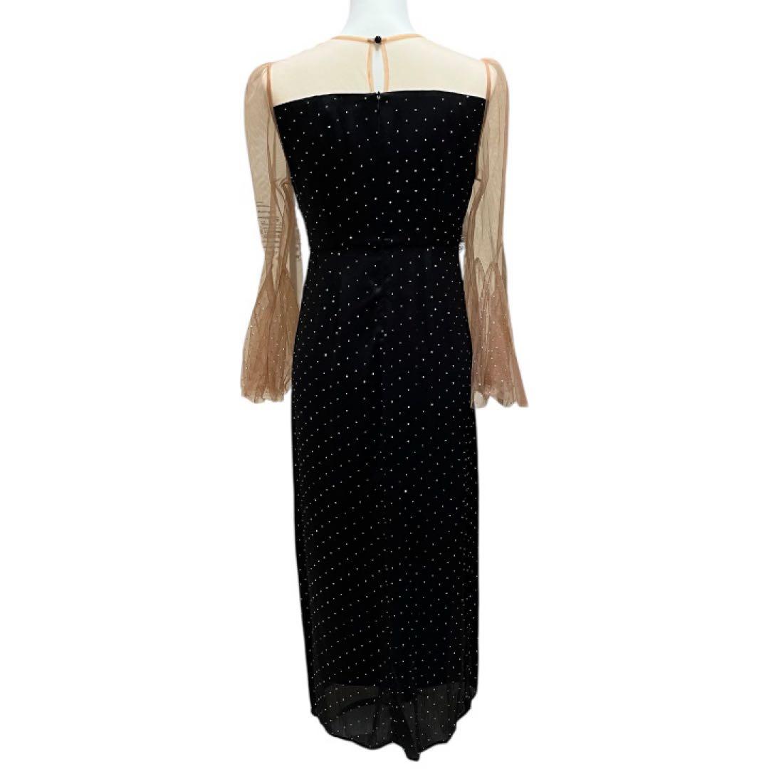 LEJAレジャオープンショルダーチュールストーン IラインドレスMブラック結婚式