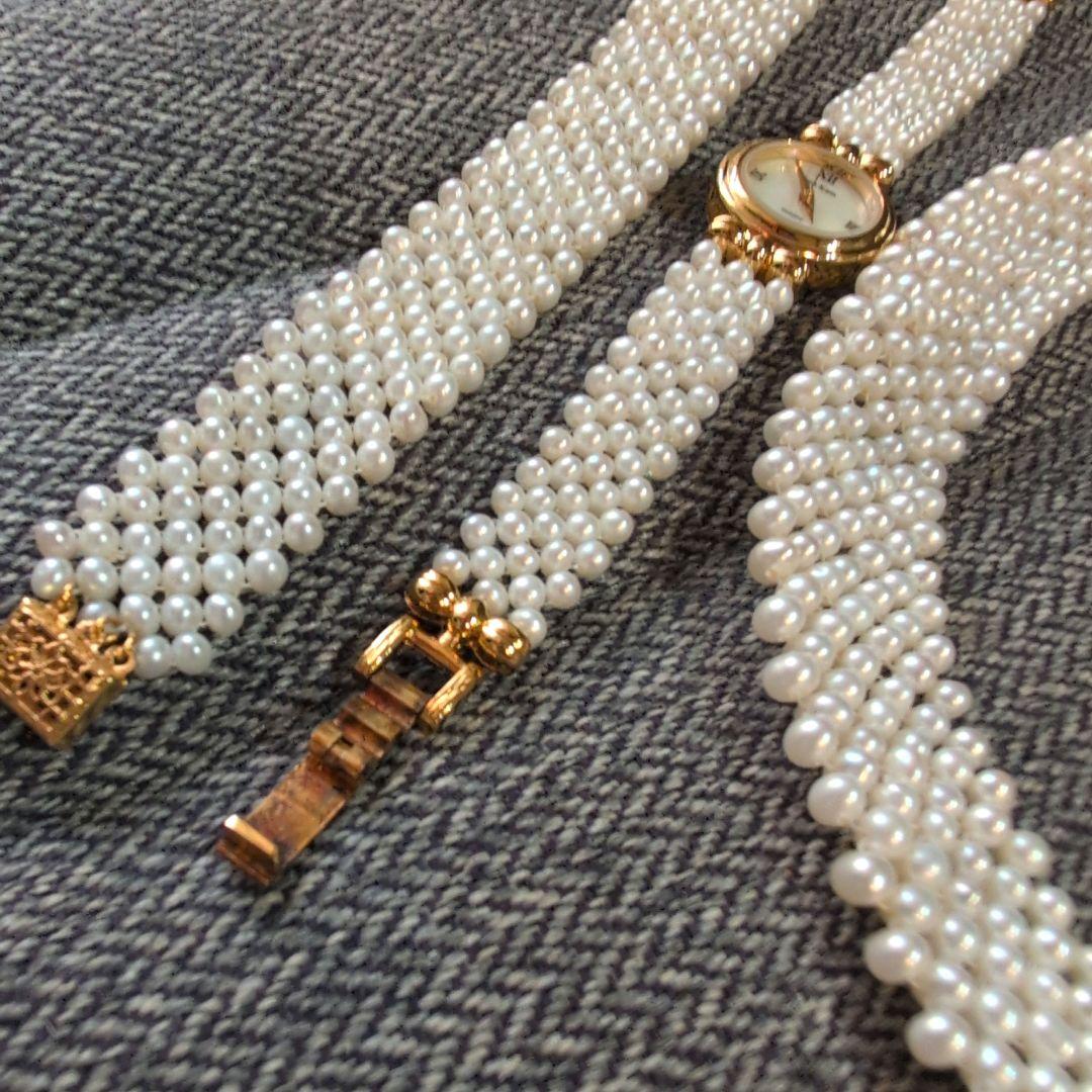 淡水真珠　ベビーパール　編み込み【ネックレス/時計/指輪/ブレスレット】セット