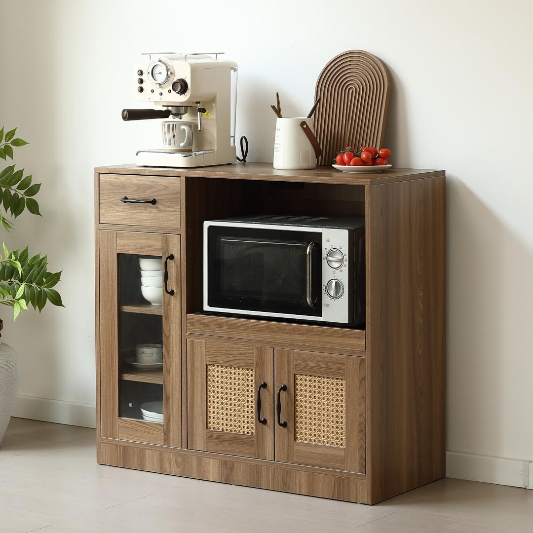 キッチンカウンター 食器棚 キャビネット レンジ台 キッチン 収納 幅88cm