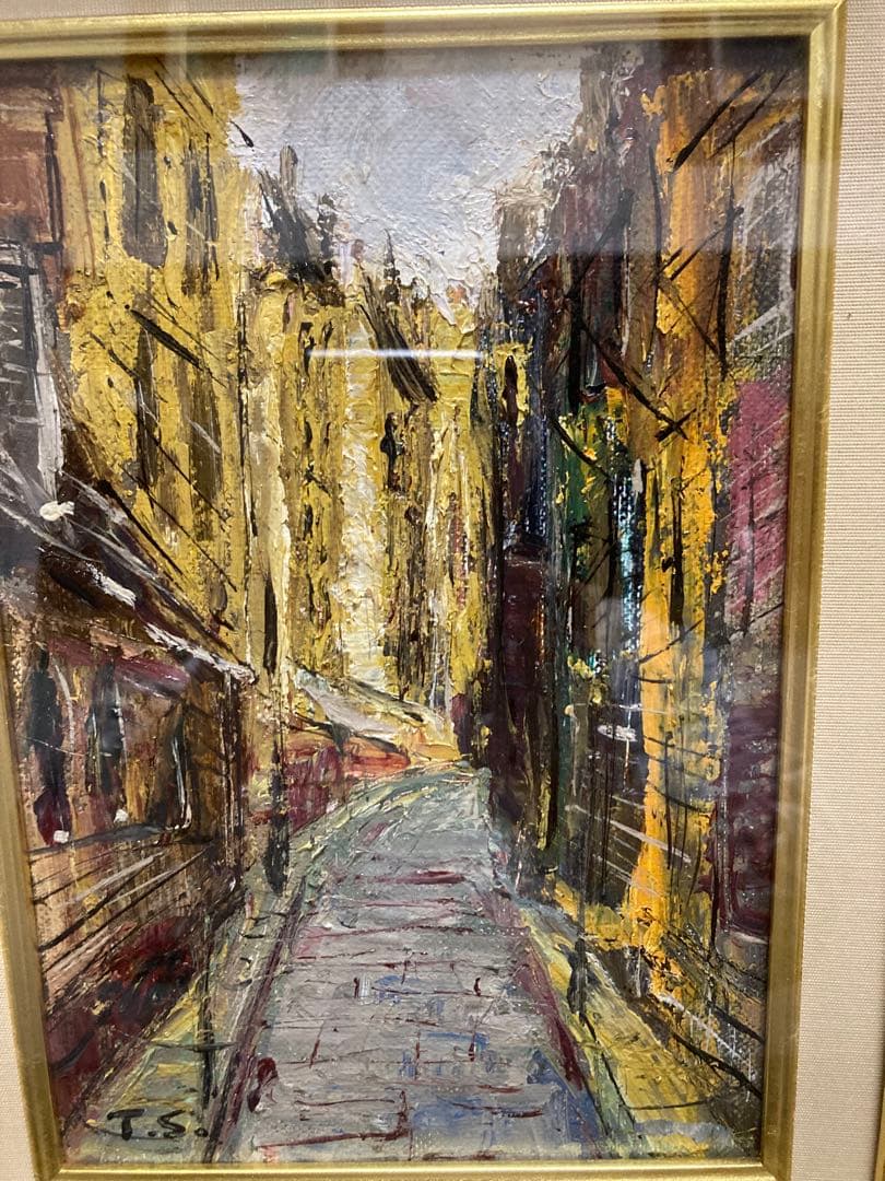 油絵　油彩画　✳️ 肉筆　津島俊介　SM２号 追憶の街〜通　サイン有