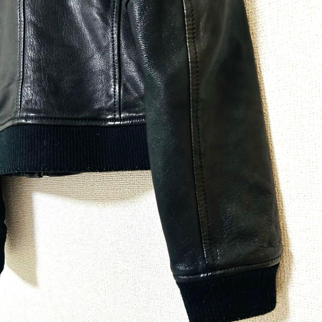 ヒステリックグラマー シングルライダースレザージャケット 山羊革 裏地総柄 黒