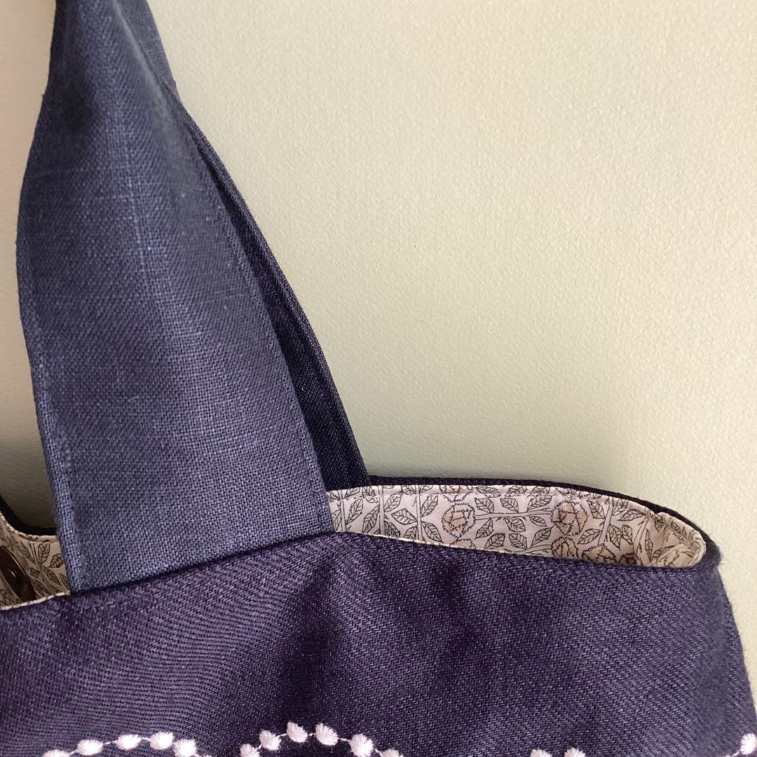 ミナペルホネン　タンバリンネイビートートバッグ　ハンドメイド