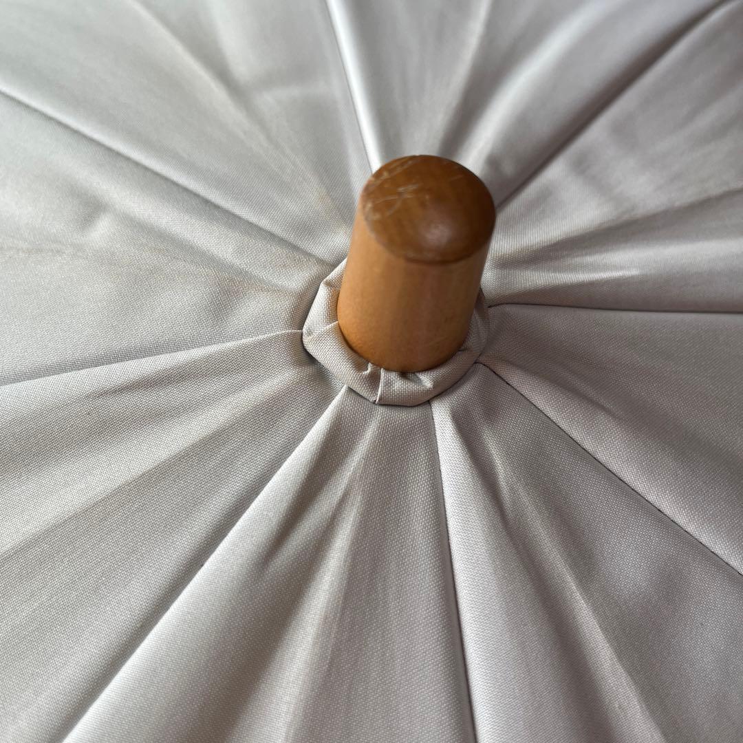 サンバリア100 日傘 フリル2段折 木曲がり手元 ホワイト 折り畳み日傘