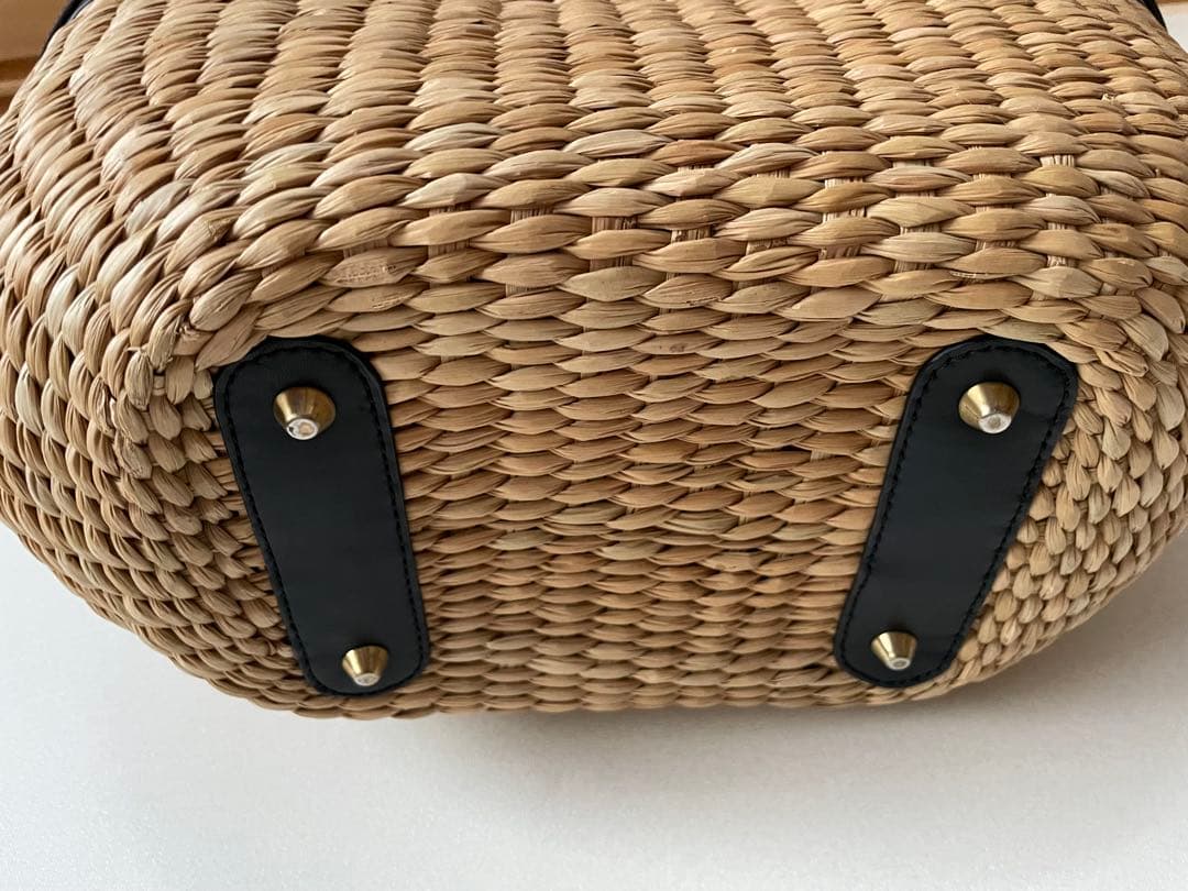 最終値下げ☆LOANA ストローとレザーの大人のかごバッグ