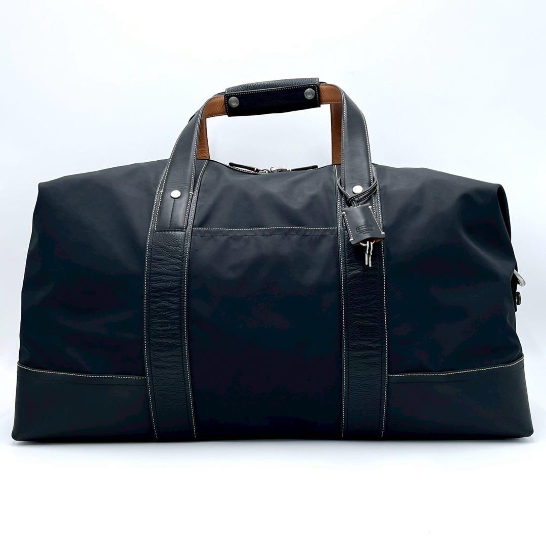 COACH コーチ ボストンバッグ 2way 大容量 ナイロン レザー 黒