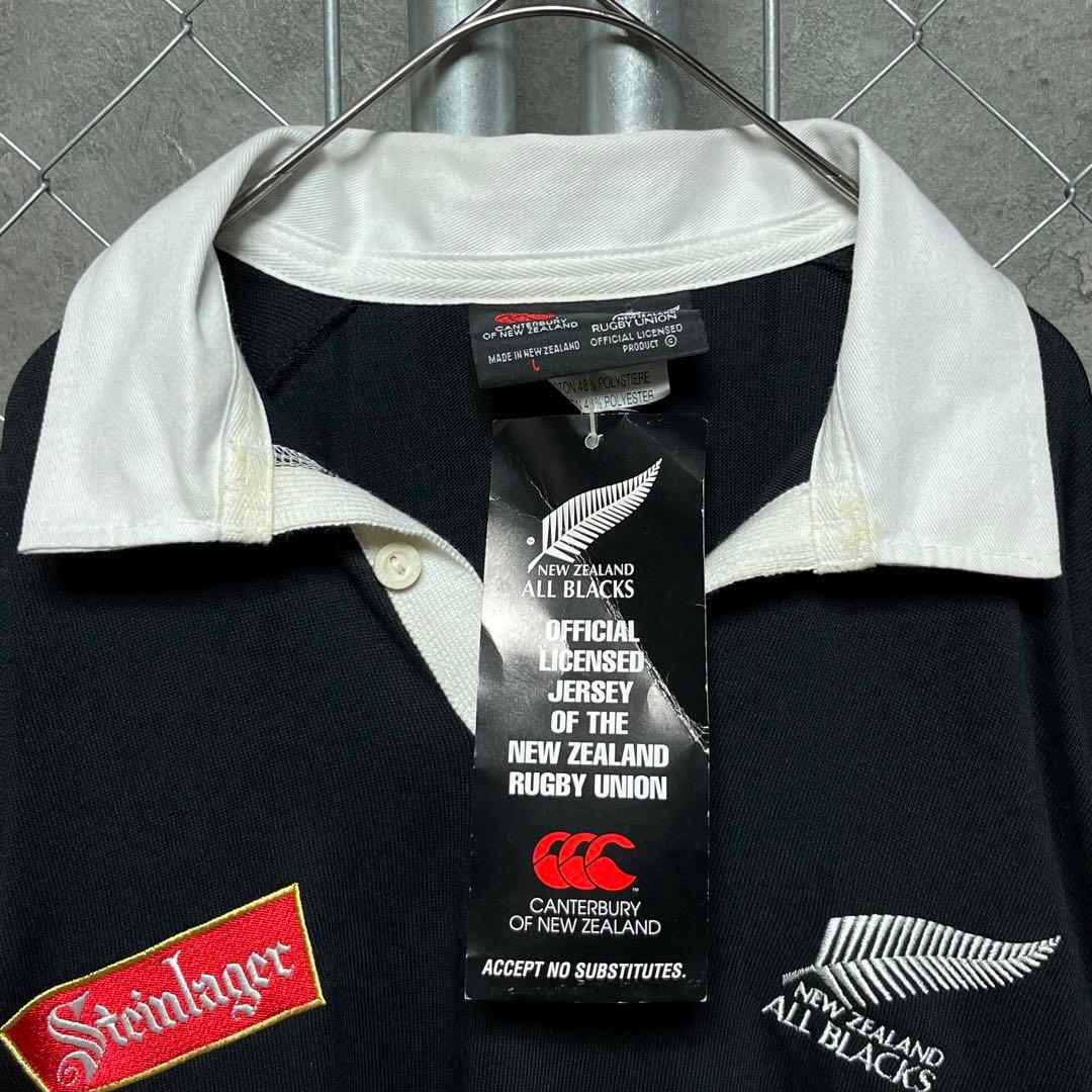 90's カンタベリー オールブラックス　デッドストック　ラガーシャツ Mサイズ