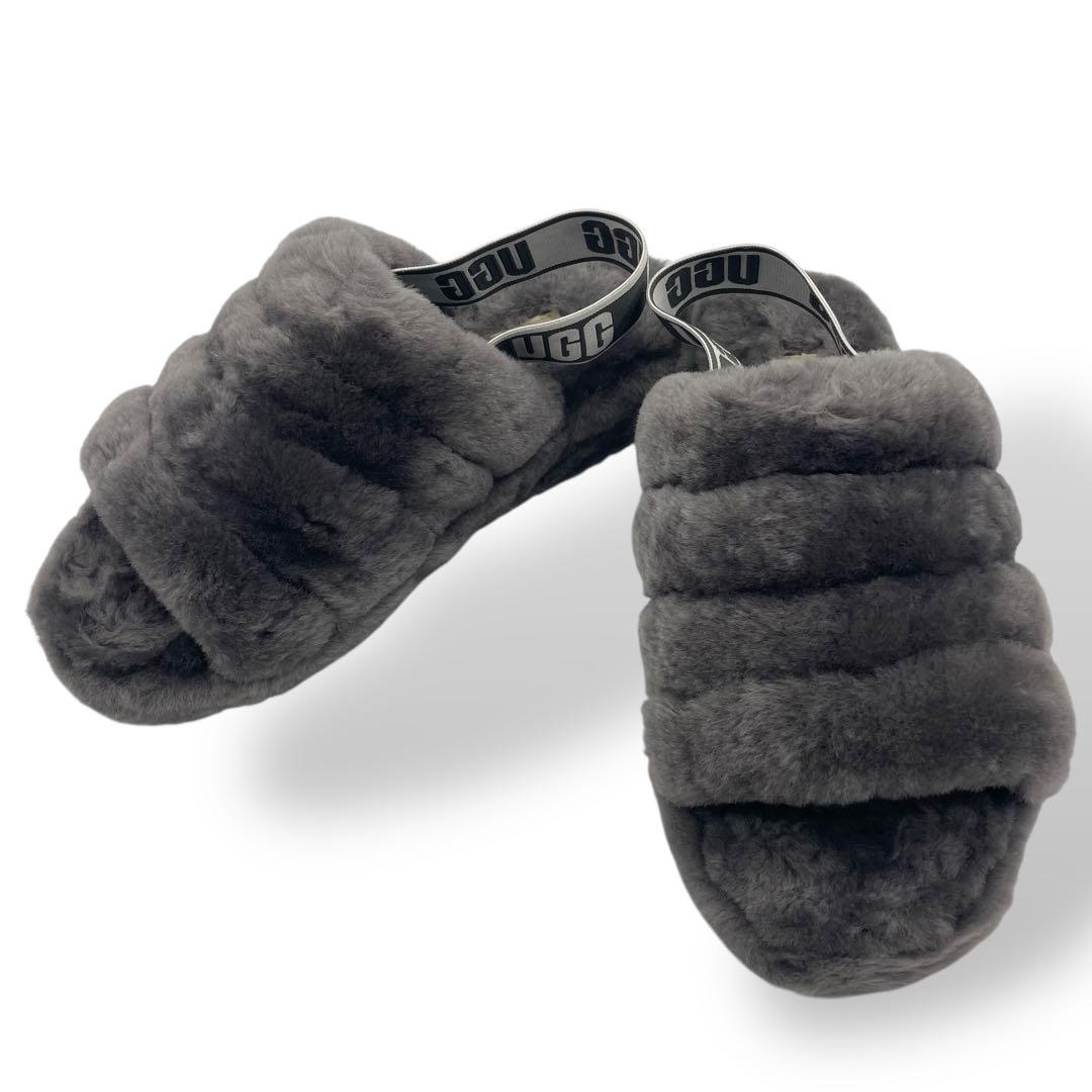 未使用級　アグ　FLUFF YEAH BLING ムートン　サンダル　グレー