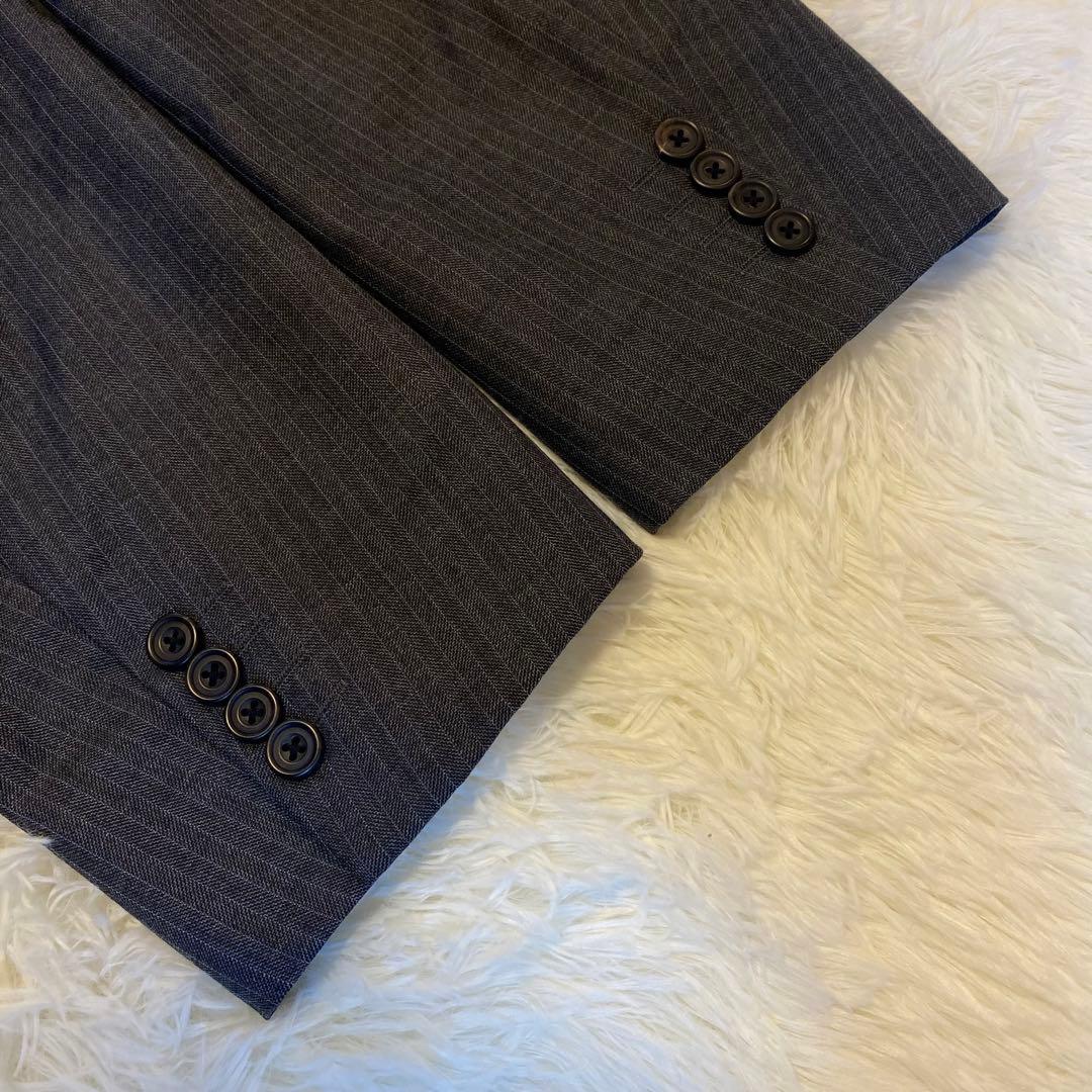 【極美品】バーバリーロンドン セットアップ スーツ 総裏 ストライプ グレー