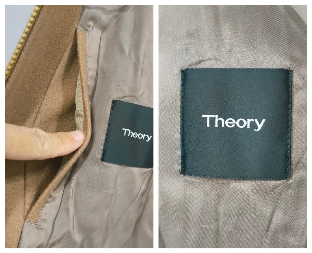 【春まで重宝！】Theoryメンズ上質フード付メルトンコート人気キャメルM抜け感