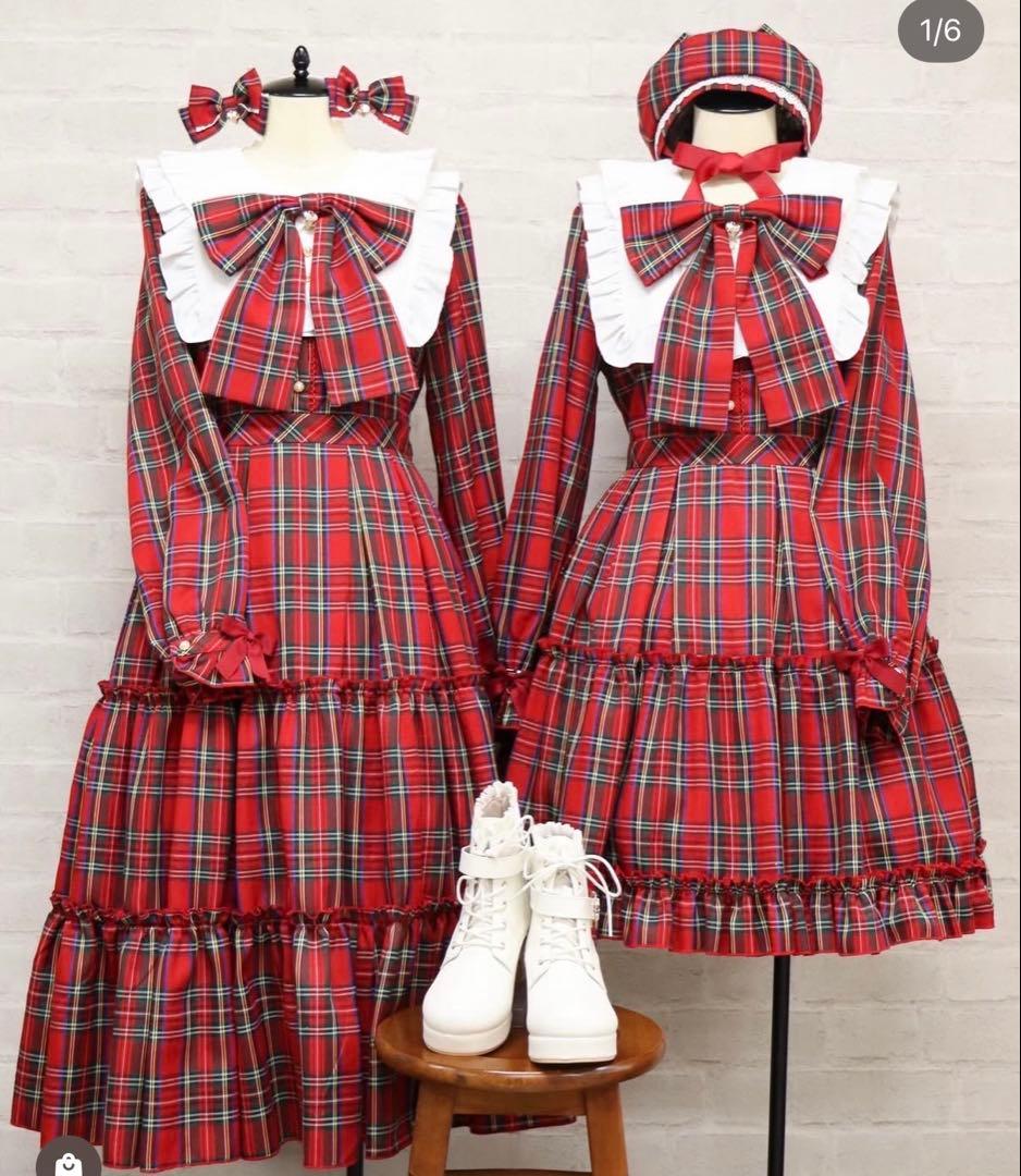 Amavel Dolly Holidayチェックティアードワンピース