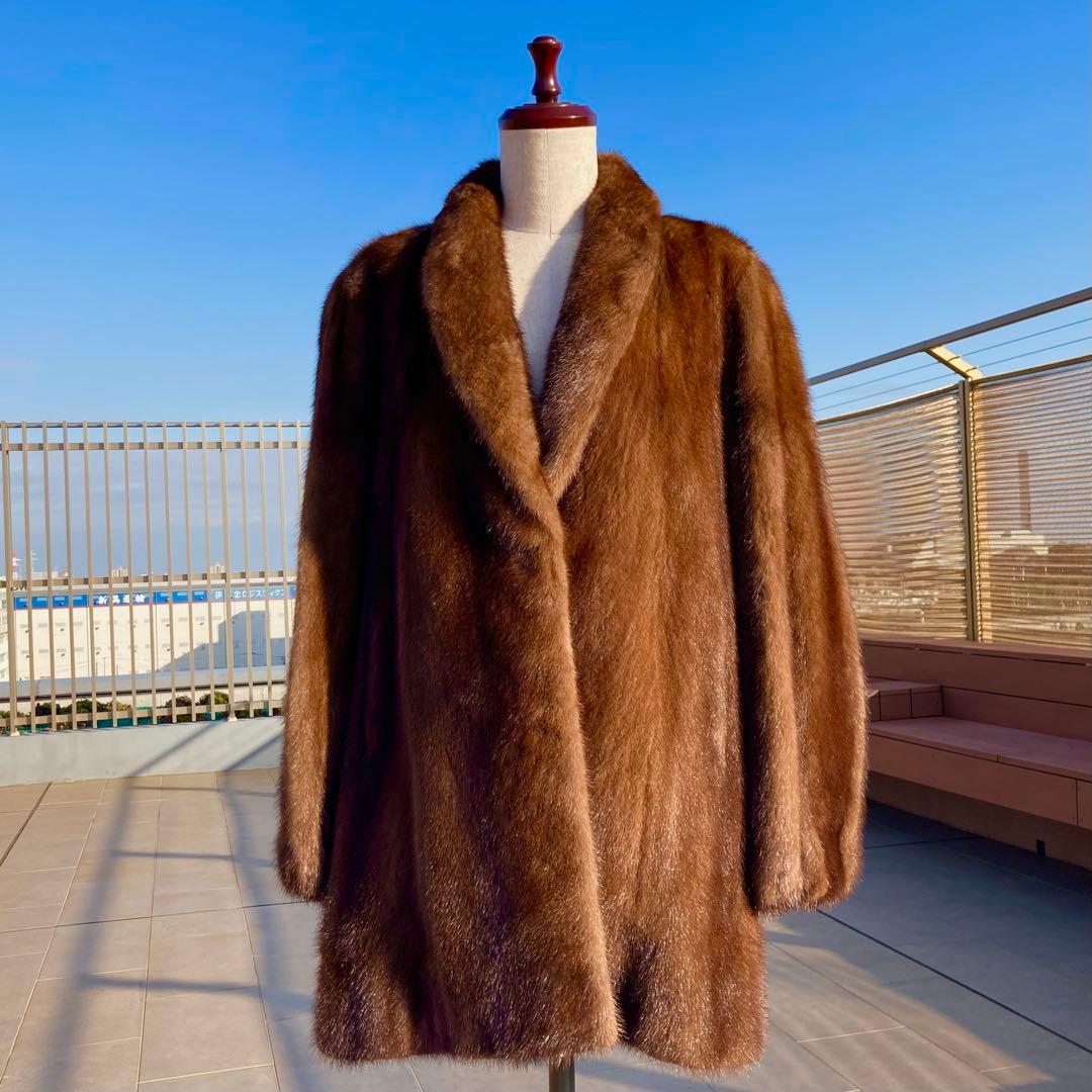 なめし◎美品✨サガミンク ミンクファー 毛皮 デミバフミンク 総丈85 Lサイズ