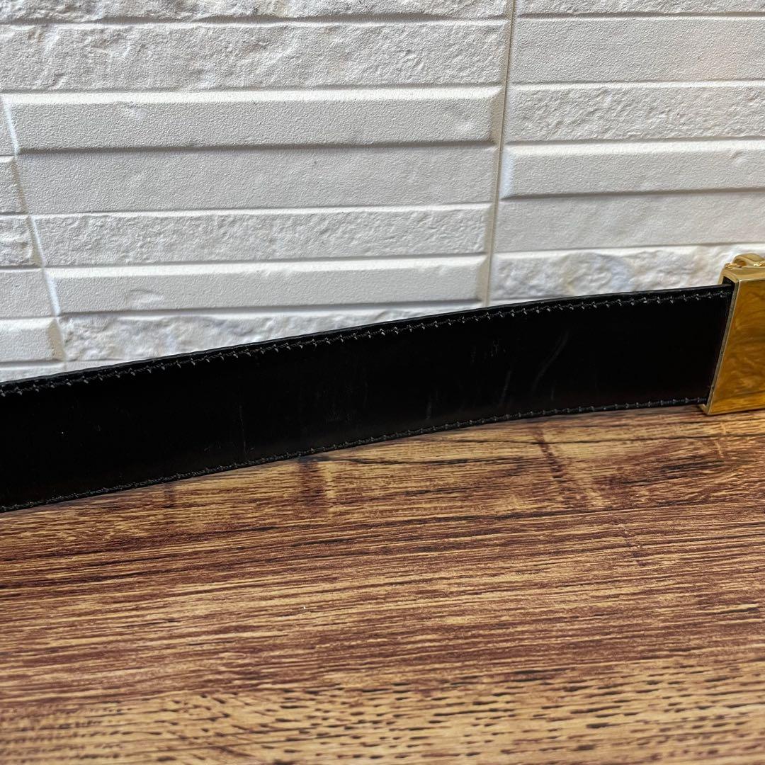 セリーヌ トリオンフ バックル ゴールド金具 レザー ベルト ブラック