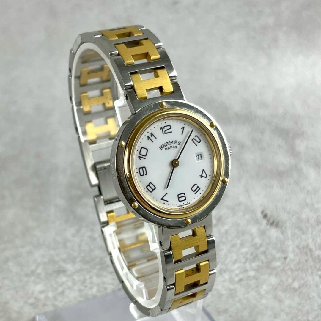 【美品】HERMES エルメス クリッパー コンビ 腕時計 クォーツ