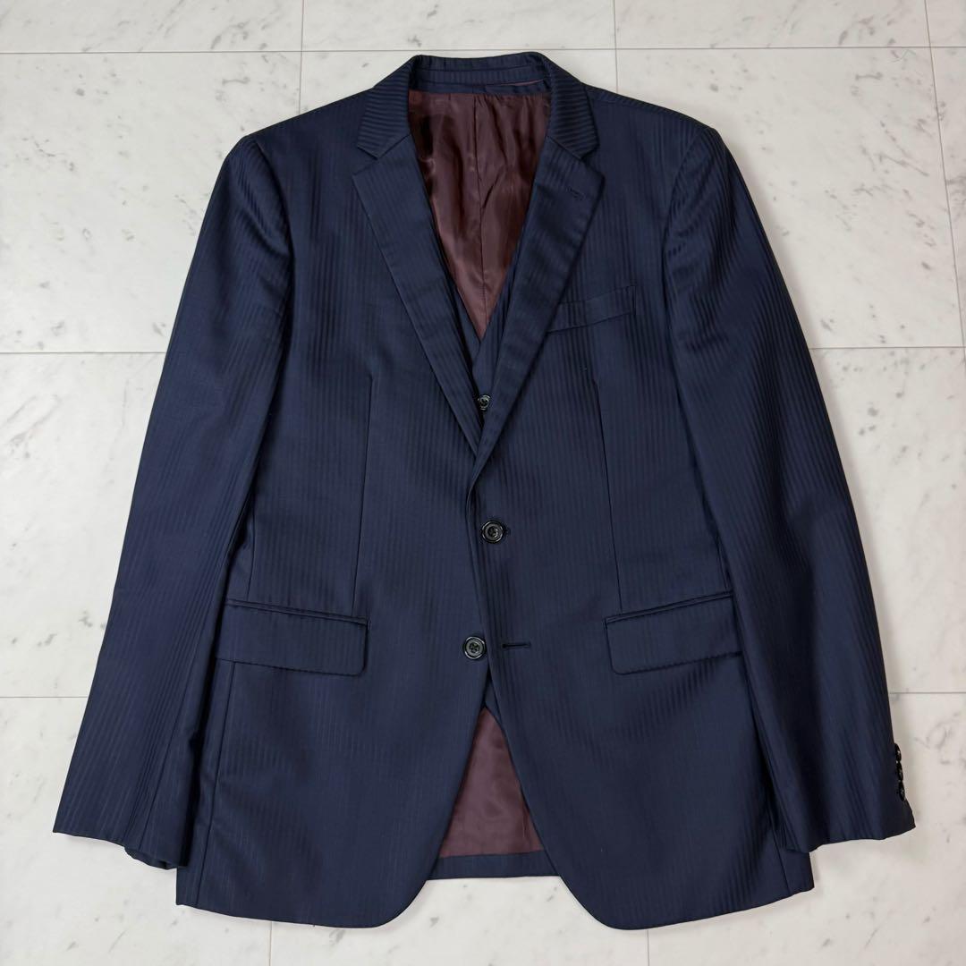 タケオキクチ 3ピース セットアップ スーツ ストライプ ネイビー サイズ3