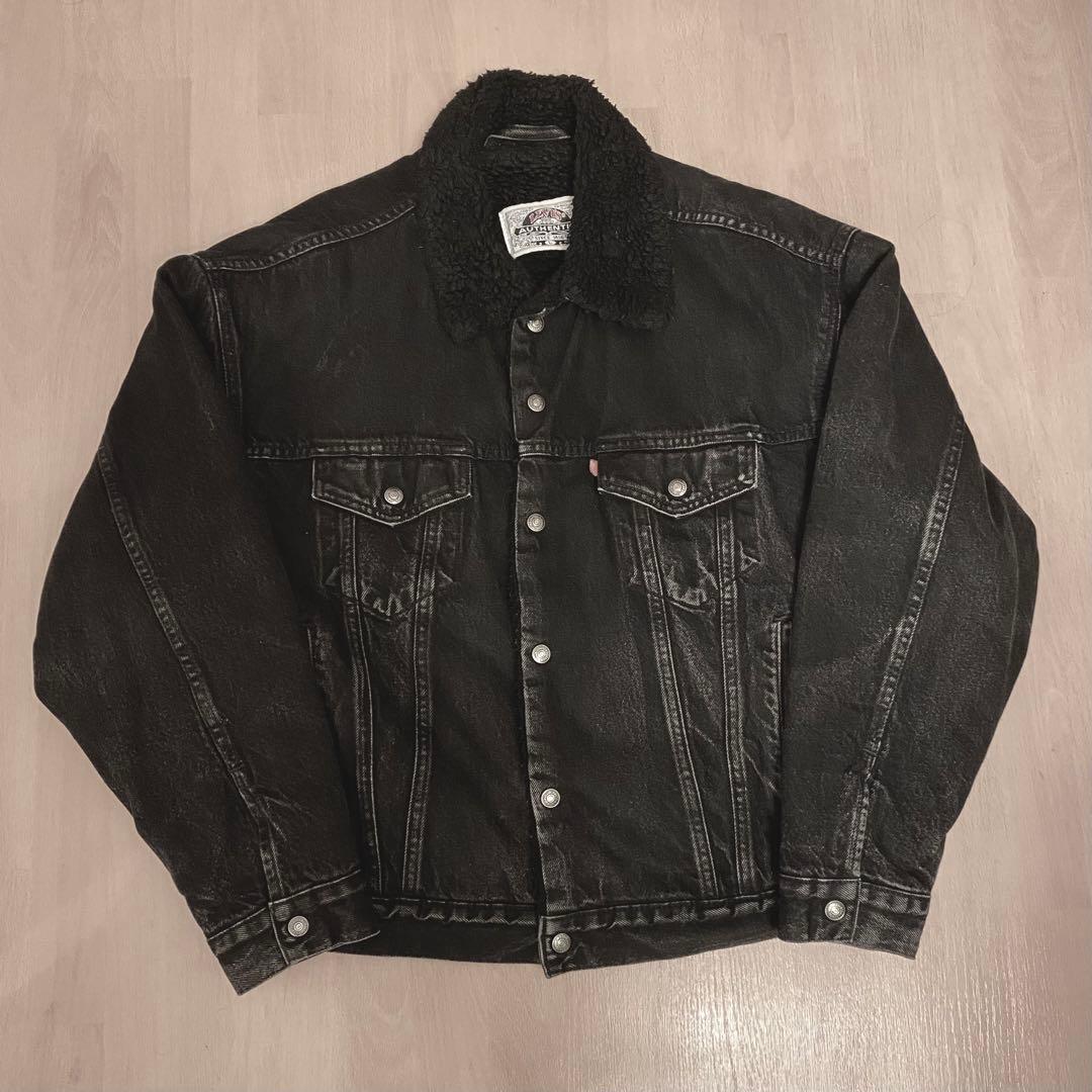 希少 90s リーバイス ブラック ボア シェルパ デニム ジャケット 古着