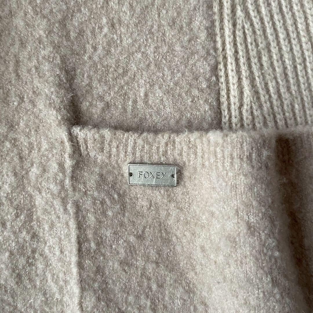 フォクシー カシミアウール ニットジレ ロングベスト フーディ ニットコート