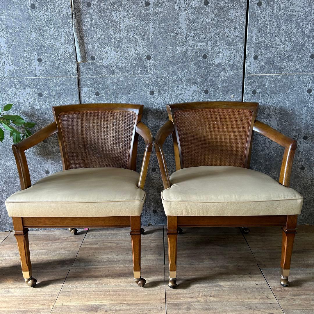 ꧁マルニ木工 maruni꧂地中海シリーズ キャスター付ダイニングチェア2脚