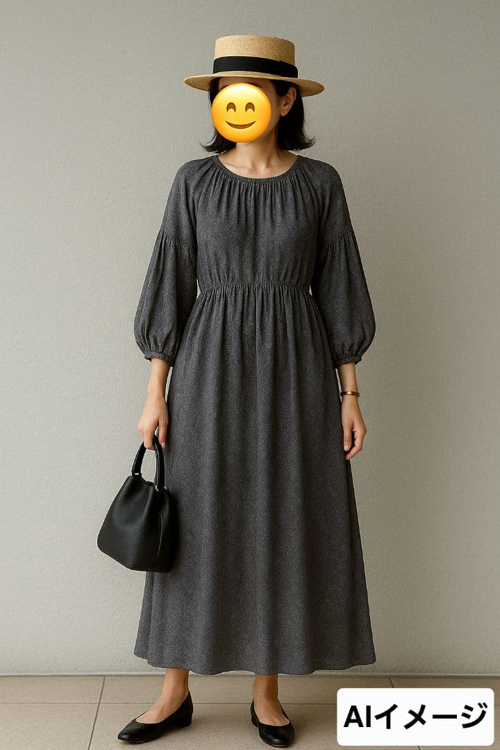 HUG O WaR　ロング丈ギャザーワンピース　サイズ1　キュプラ　花柄