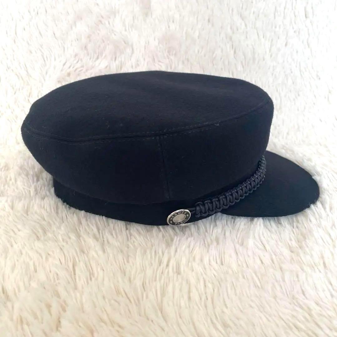 HERMES♡エルメス ドーヴィル 57 カシミヤキャスケット ブラック 帽子