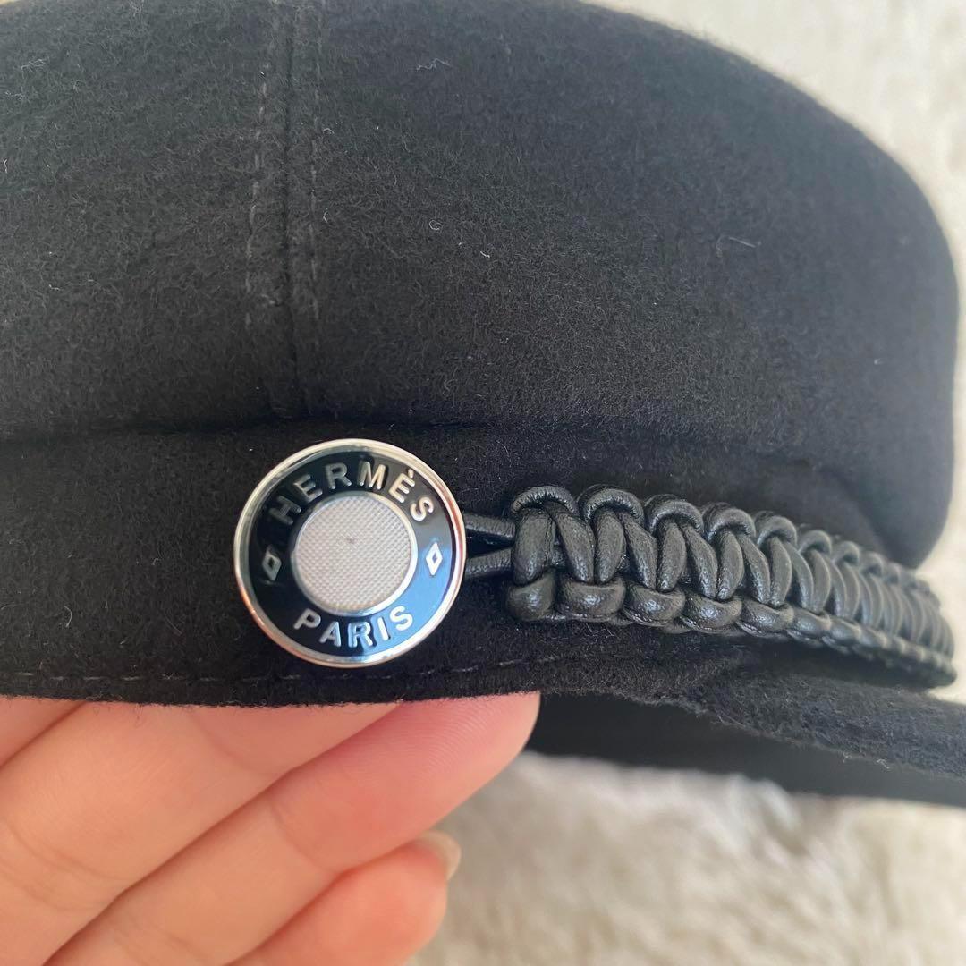 HERMES♡エルメス ドーヴィル 57 カシミヤキャスケット ブラック 帽子
