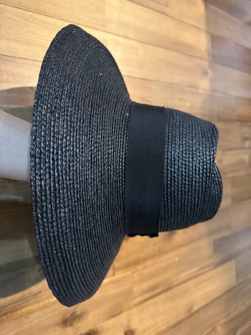 極美品　ヘレンカミンスキー　ラフィア　麦わら帽子　黒　ブラック