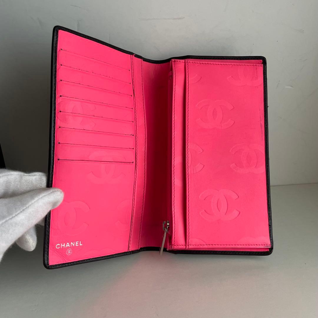 美品✨白黒カンボンラインChanel キルティング長財布 シャネルマトラツセ