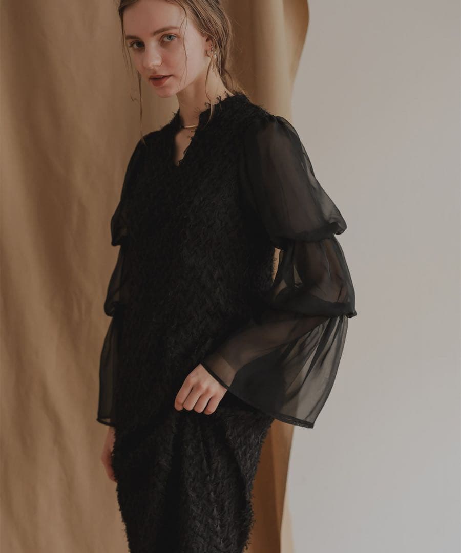 新品Dorry Doll ドリードール　デザインスリーブシャギードレス　M