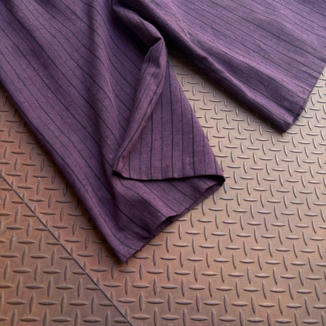 80-90s クロップドパンツ ポリレーヨン ネップ ストライプ ワイド