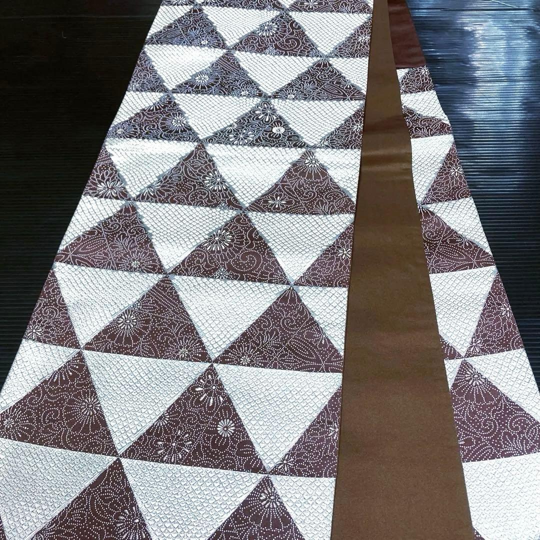 専用ページ　正絹　六通袋帯【鱗文様　花　鹿の子】