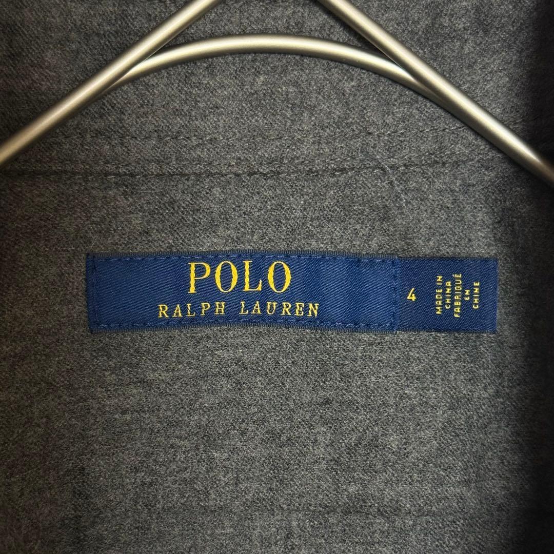美品　ポロラルフローレン　シャツワンピース　ベルト　ウール100%　グレー　4