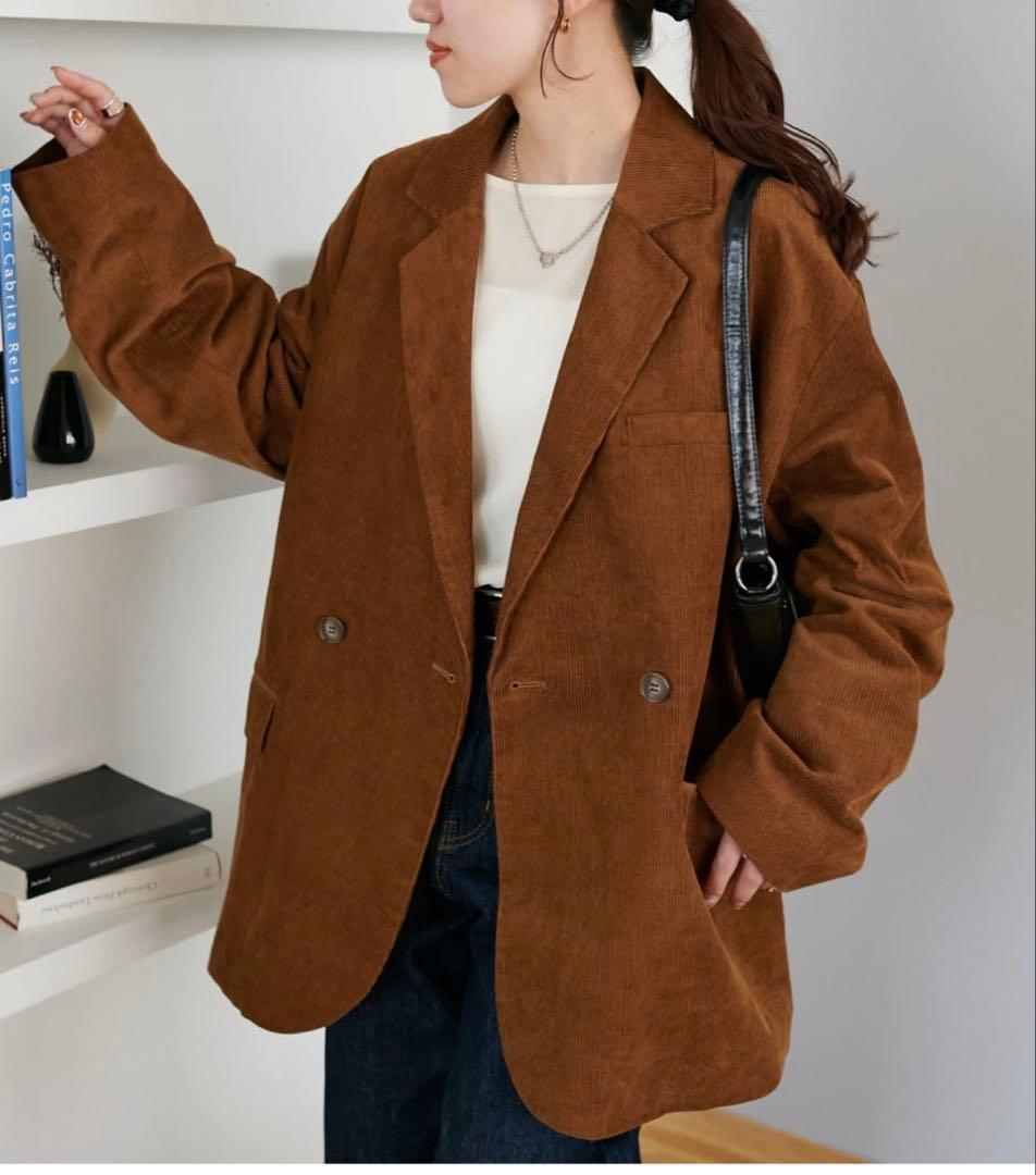 DISCOAT ユニセックス　コーデュロイWブレストジャケット　キャメル