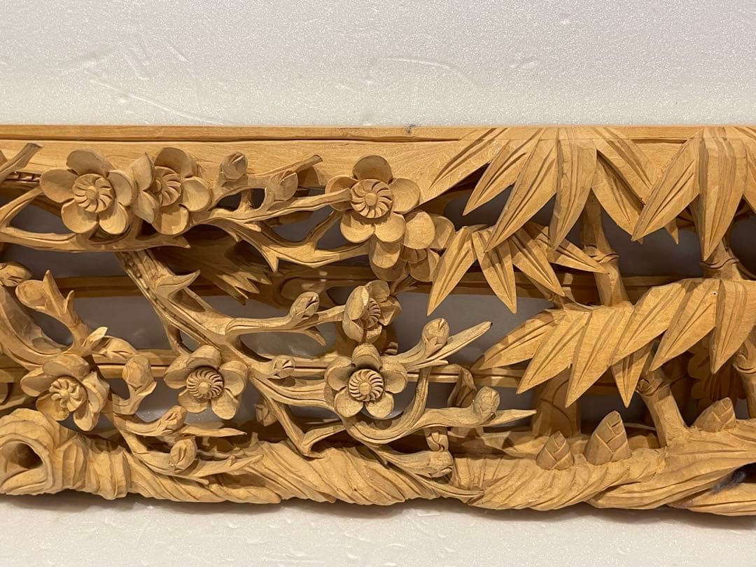 欄間　桜　菊　飾り　置物　住まい　美術品　アンティーク　コレクション