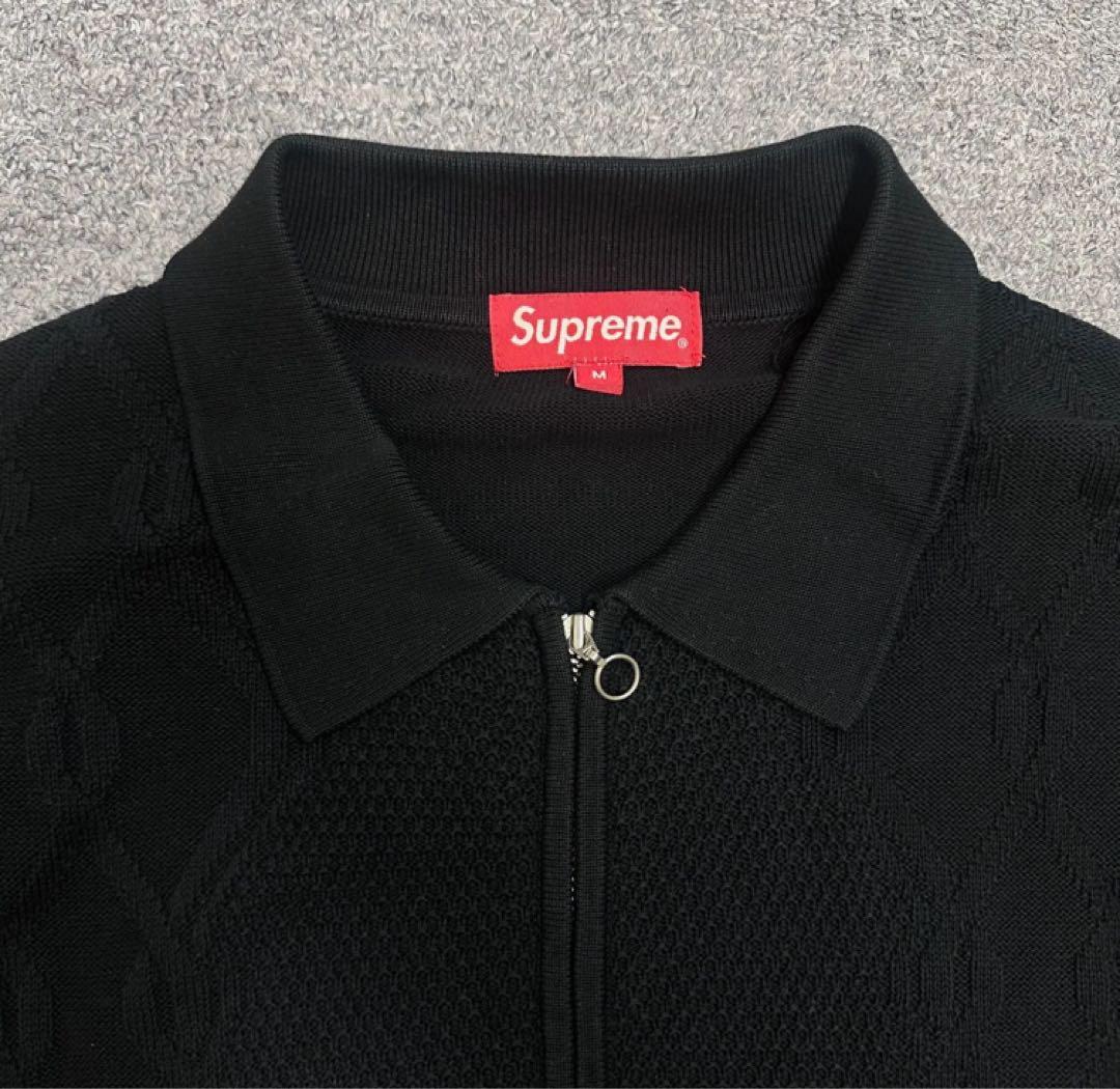 Supreme ブラック ニットポロセーター M