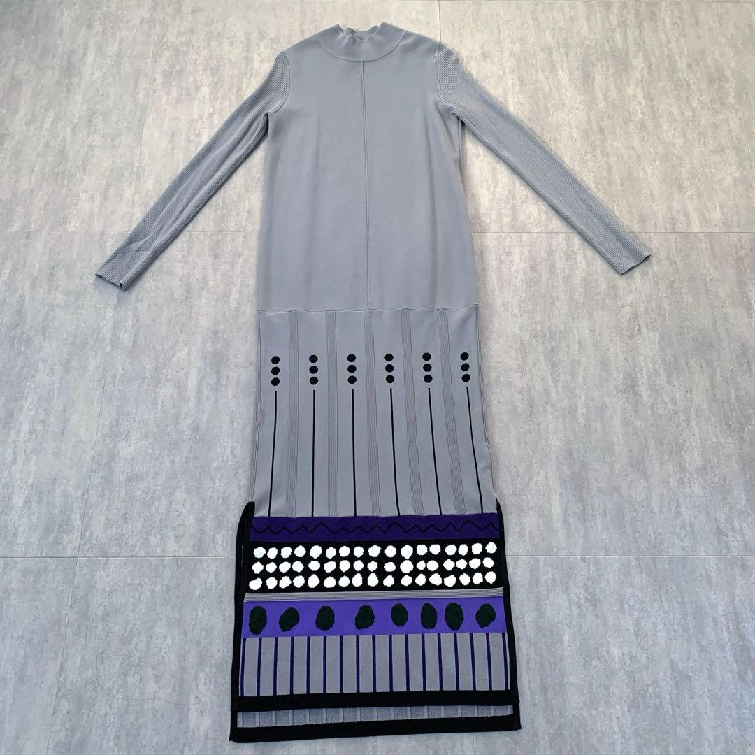 UN3D. MIX DOT JACQUARD KT OP ニットロングワンピース