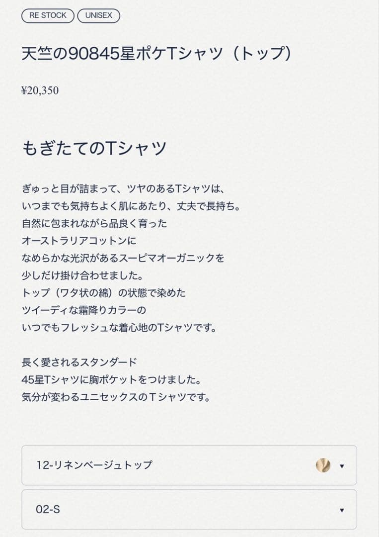 45R 天竺の90845星ポケTシャツ（トップ）