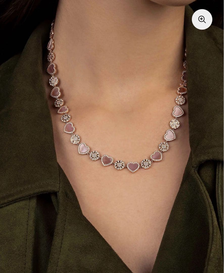 apm monaco ピンクマザーオブパール ハート＆ドット 調節可能ネックレス