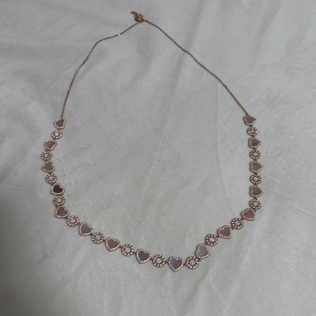 apm monaco ピンクマザーオブパール ハート＆ドット 調節可能ネックレス