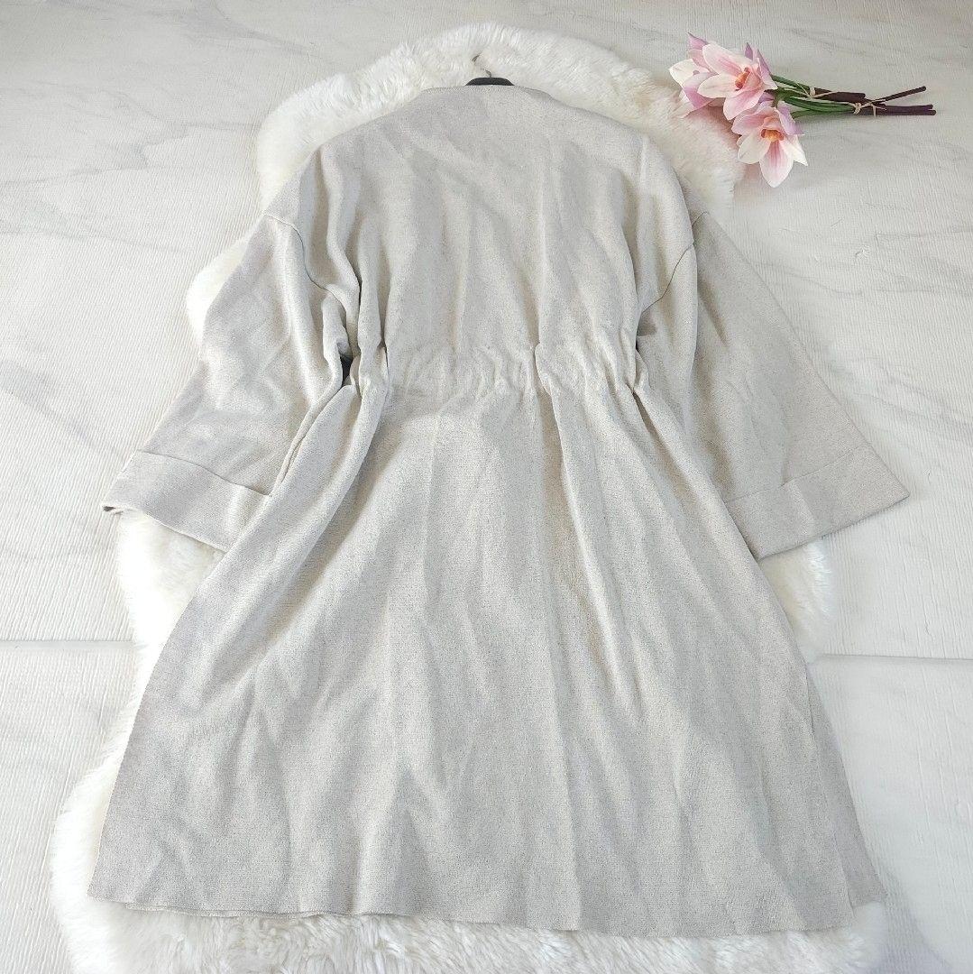 FOXEY 2022年 リネン混ロゴ刺繍入り ベルト付きカーディガンベージュ