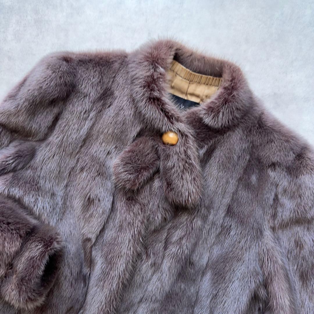 ミンク ファーコート クロップド 毛皮 リアルファー 11号 L