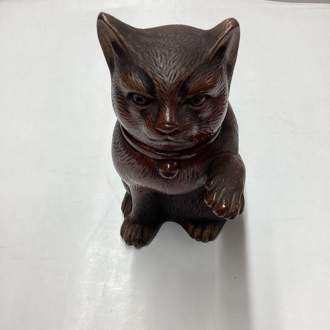 備前焼　招き猫　　(少し古い時代) ［匿名便］