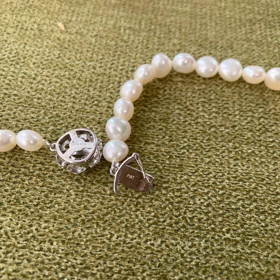 k14WG パール　真珠ネックレス　難あり